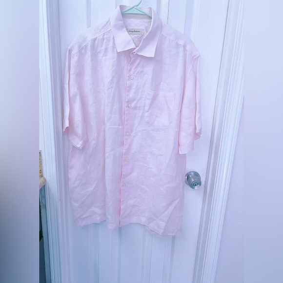Tommy Bahama Mens Shirt‎ XLTG Pink Prep Button Down 100% Linen Relax